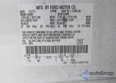 2016 Lincoln Mkx Reserve из США, поврежденный, VIN 2LMTJ8LP3GBL50152